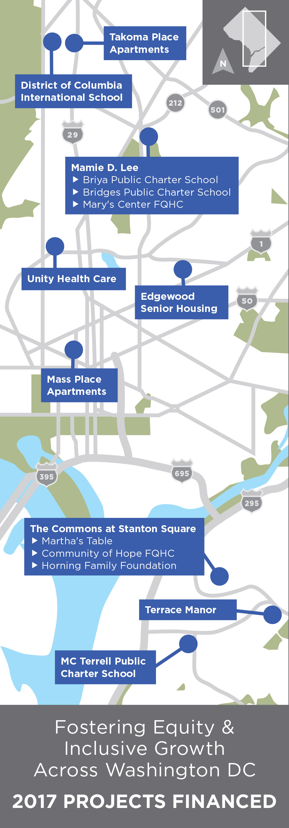 Map of Capital Impact's Washington DC projects